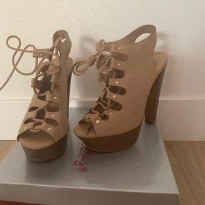 Nude Lace Up Heels